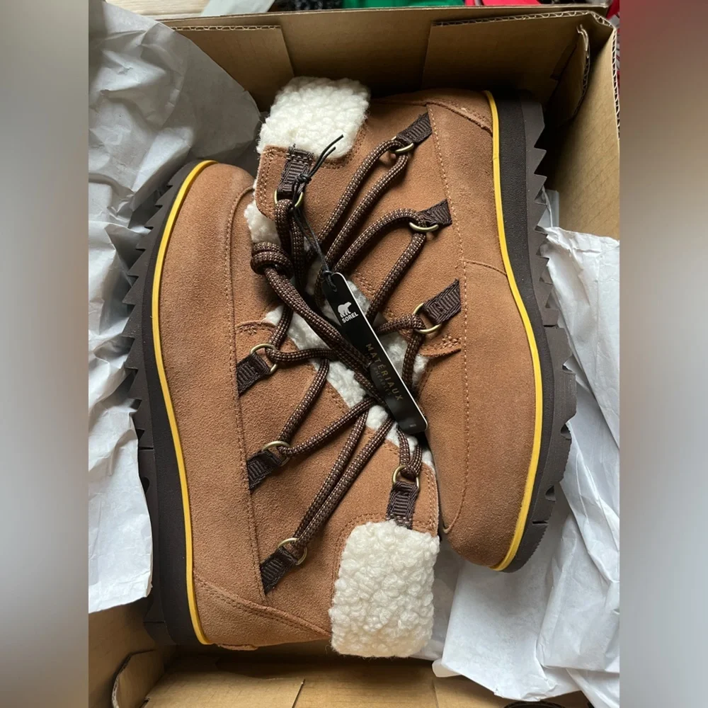 NIB HARLOW™ LACE COZY BOOTS | Brown fur sherpa Size 7.5 - Picture 7 of 8